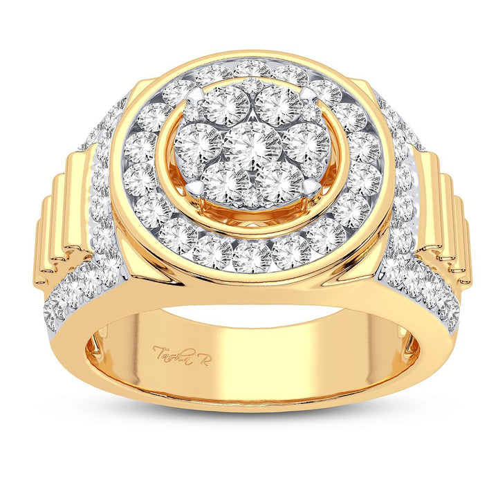 Bold 14K Yellow Gold 2.33CT Lab Diamond Mens Band