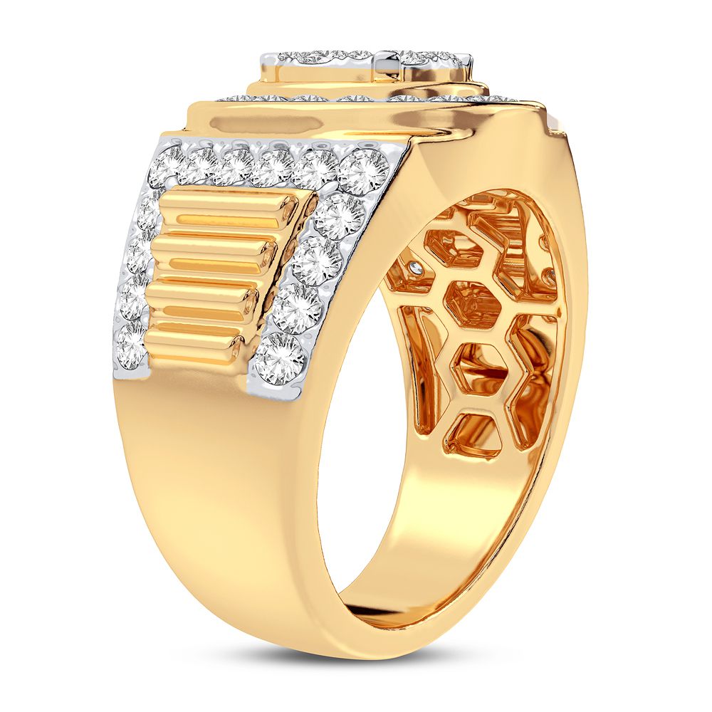 Bold 14K Yellow Gold 2.33CT Lab Diamond Mens Band