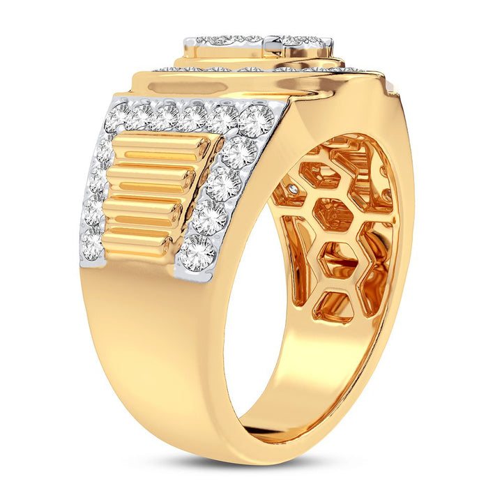 Bold 14K Yellow Gold 2.33CT Lab Diamond Mens Band