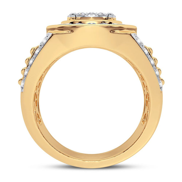 Bold 14K Yellow Gold 2.33CT Lab Diamond Mens Band
