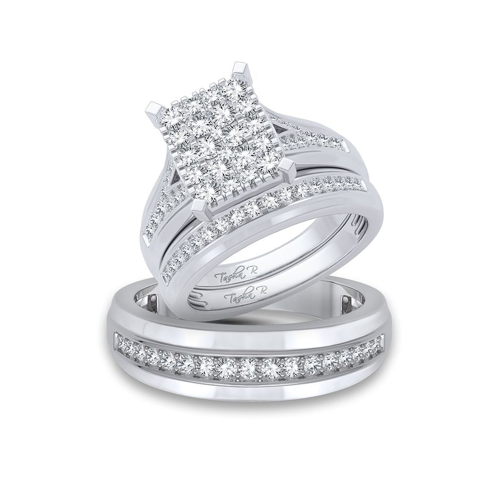 14k White Gold 1.15ct Lab Diamond Trio Wedding Set