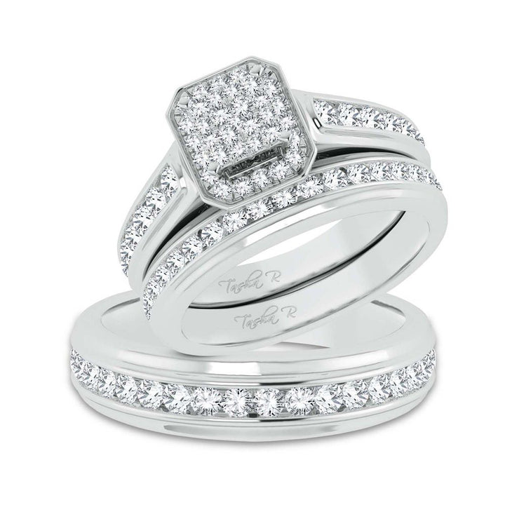 14k White Gold 1.44ct Lab Diamond Trio Wedding Set