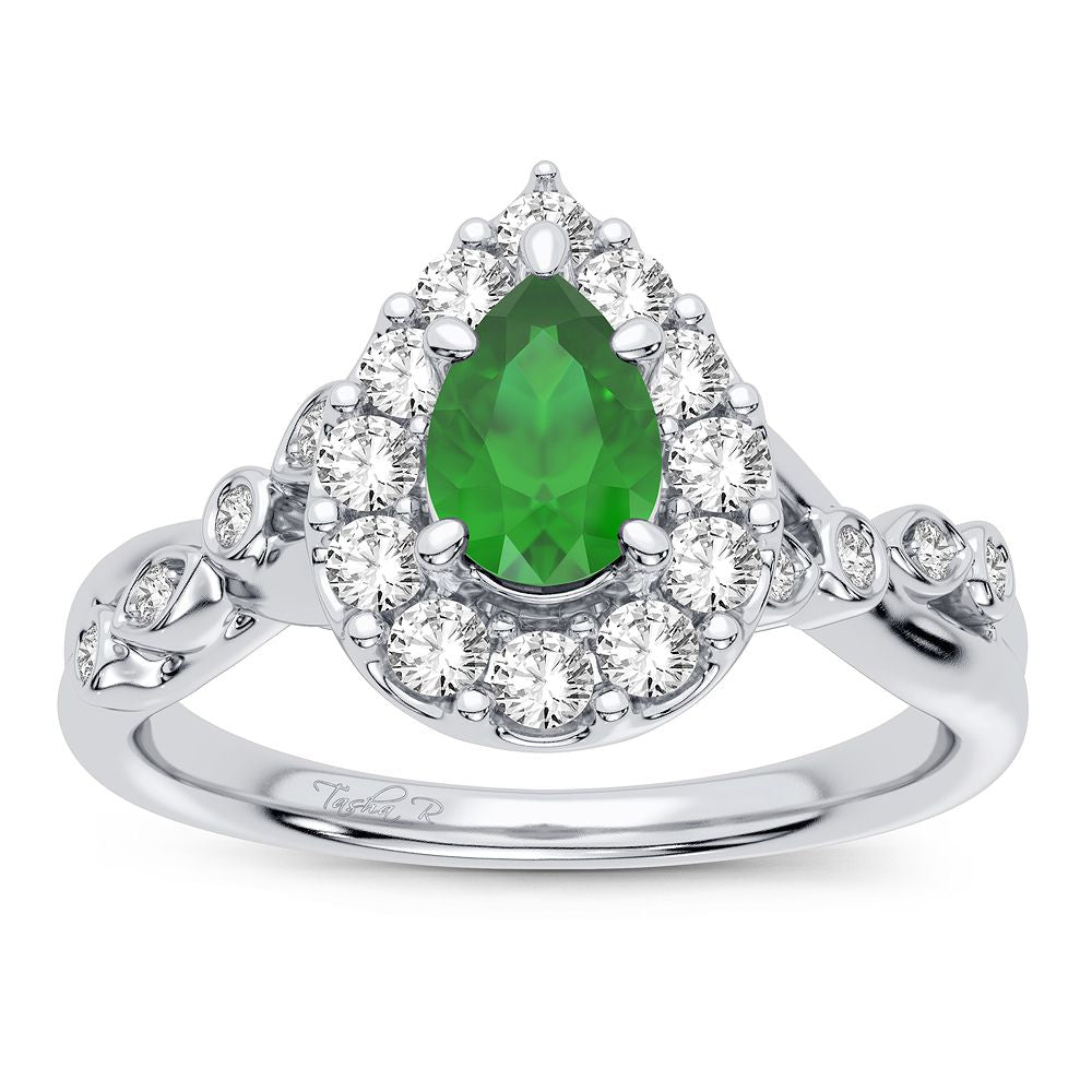 14K 0.27CT Diamond Emerald Ring