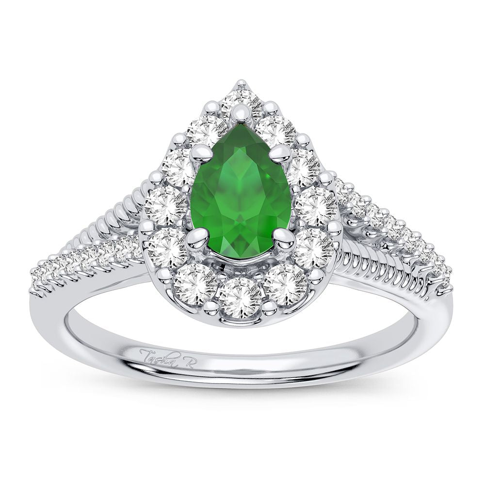 14K 0.33CT Diamond Emerald Ring