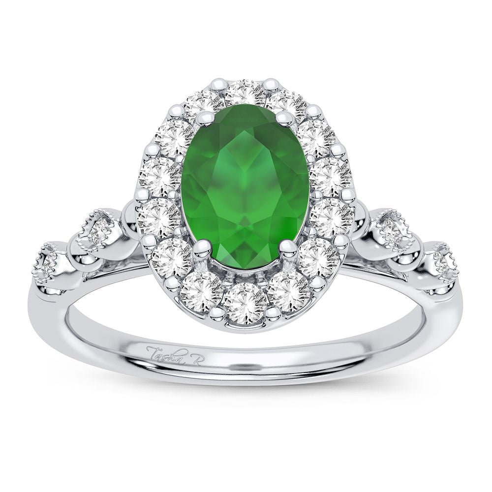 14K 0.28CT Diamond Emerald Ring