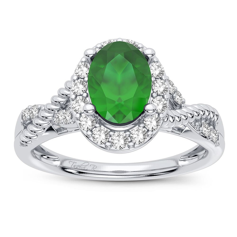 14K 0.25CT Diamond Emerald Ring