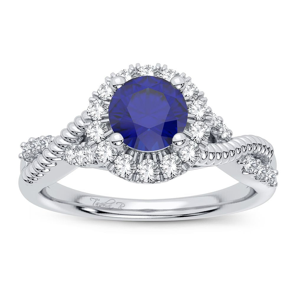 14K 0.25CT Diamond Sapphire Ring