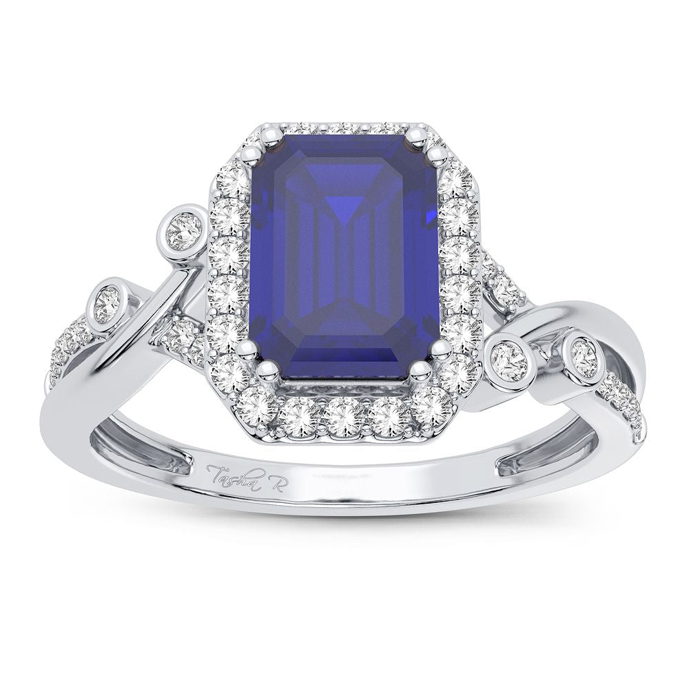 14K 0.20CT Diamond Sapphire Ring