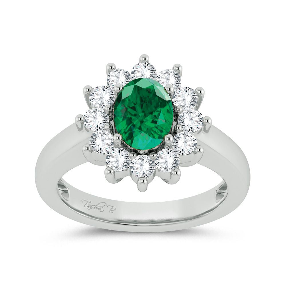 14K 0.79ct Diamond Emerald Ring