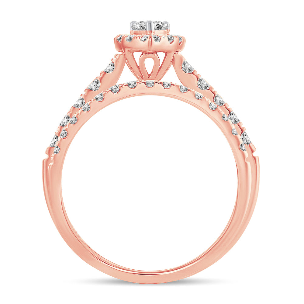 Romantic 14k Rose Gold Lab Diamond Engagement Ring