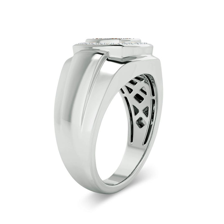 14K White Gold Lab Diamond Mens Luxury Band Ring