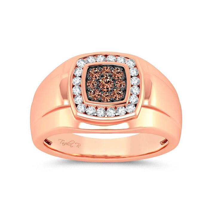 14K Rose Gold Lab Diamond Mens Statement Ring