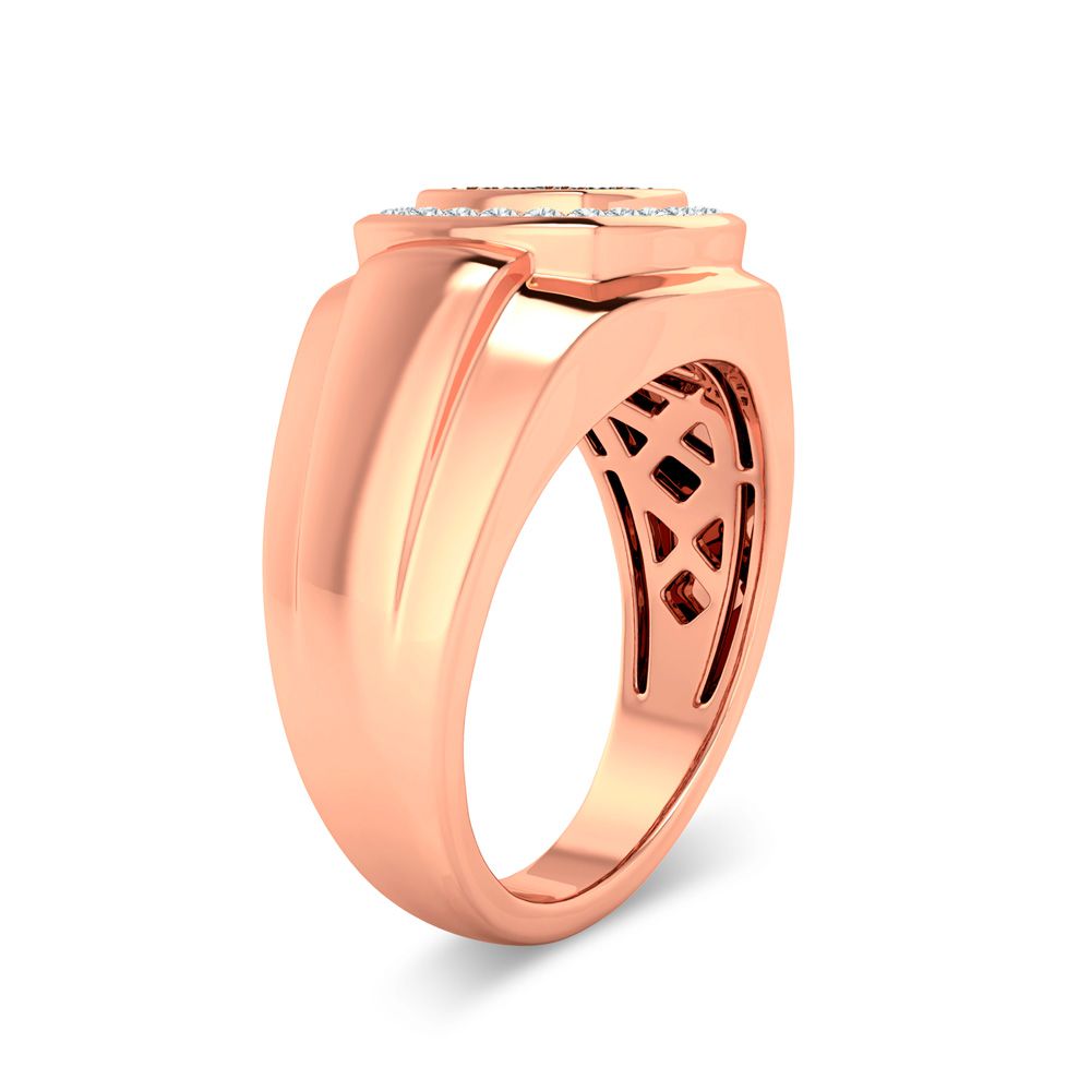 14K Rose Gold Lab Diamond Mens Statement Ring