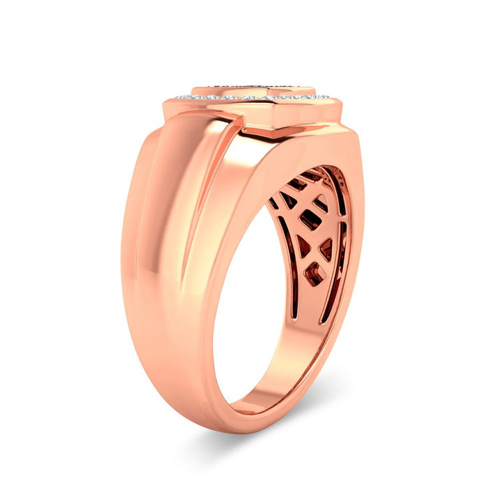 14K Rose Gold Lab Diamond Mens Statement Ring