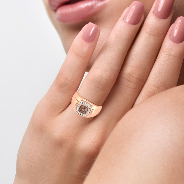 14K Rose Gold Lab Diamond Mens Statement Ring
