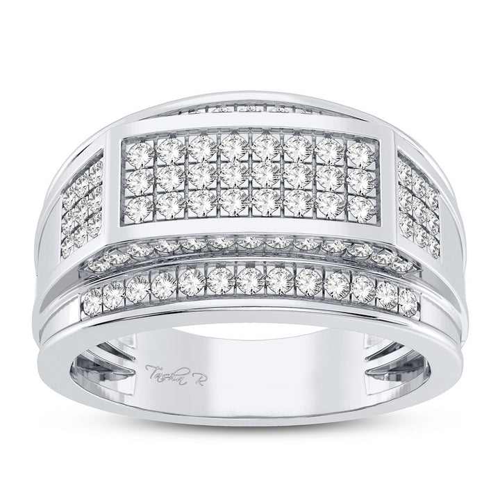 10K White Gold Lab Diamond Mens Statement Ring