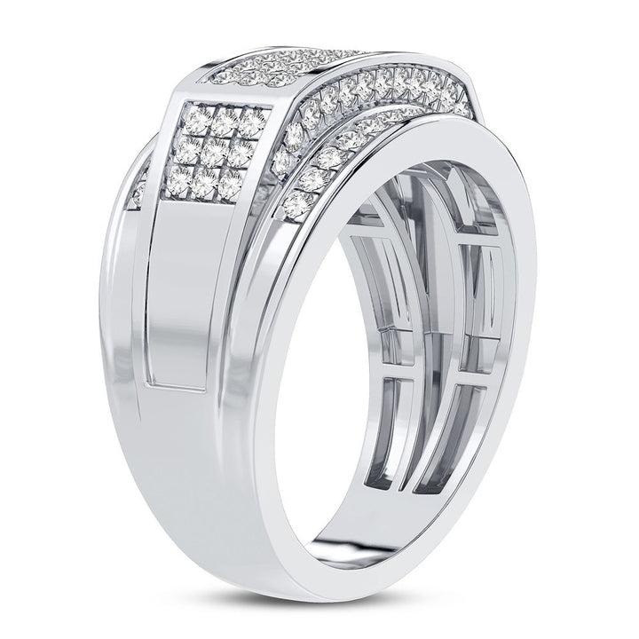 10K White Gold Lab Diamond Mens Statement Ring