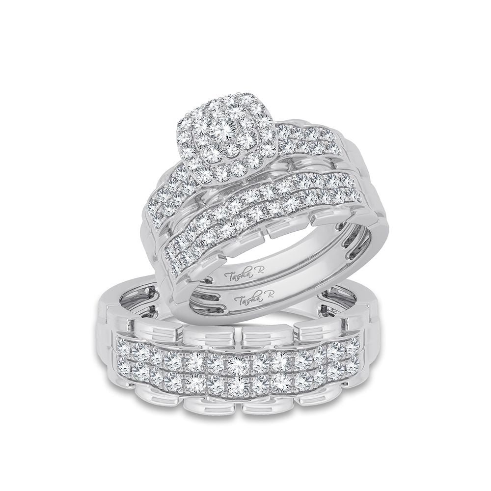 14k White Gold 1.25CT Lab Diamond Bridal Trio Wedding Set
