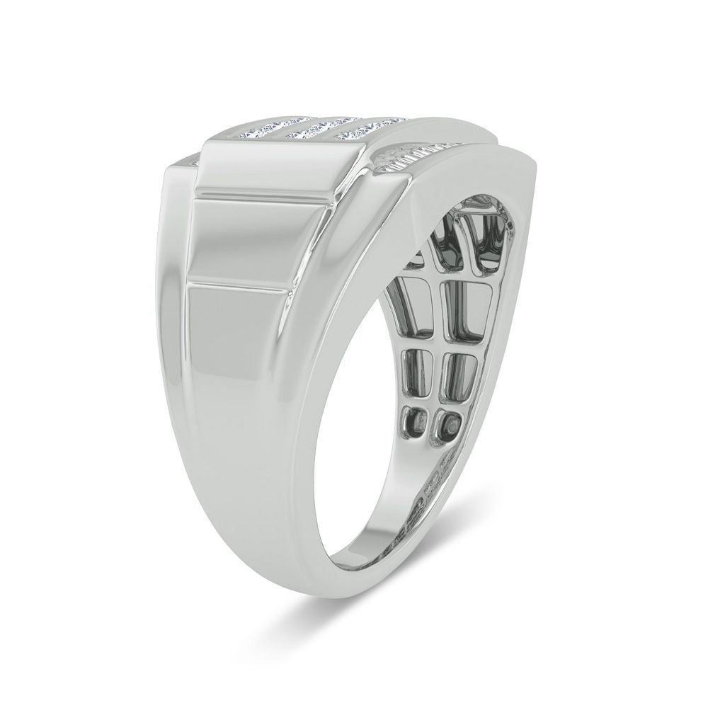 14K White Gold 0.85ct Lab Diamond Mens Wedding Band