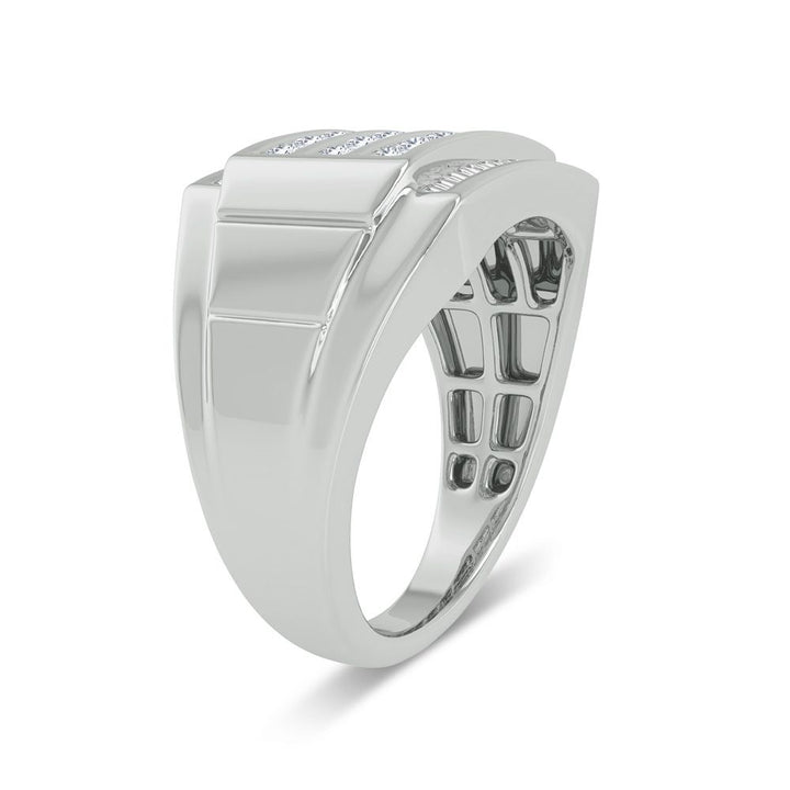 14K White Gold 0.85ct Lab Diamond Mens Wedding Band