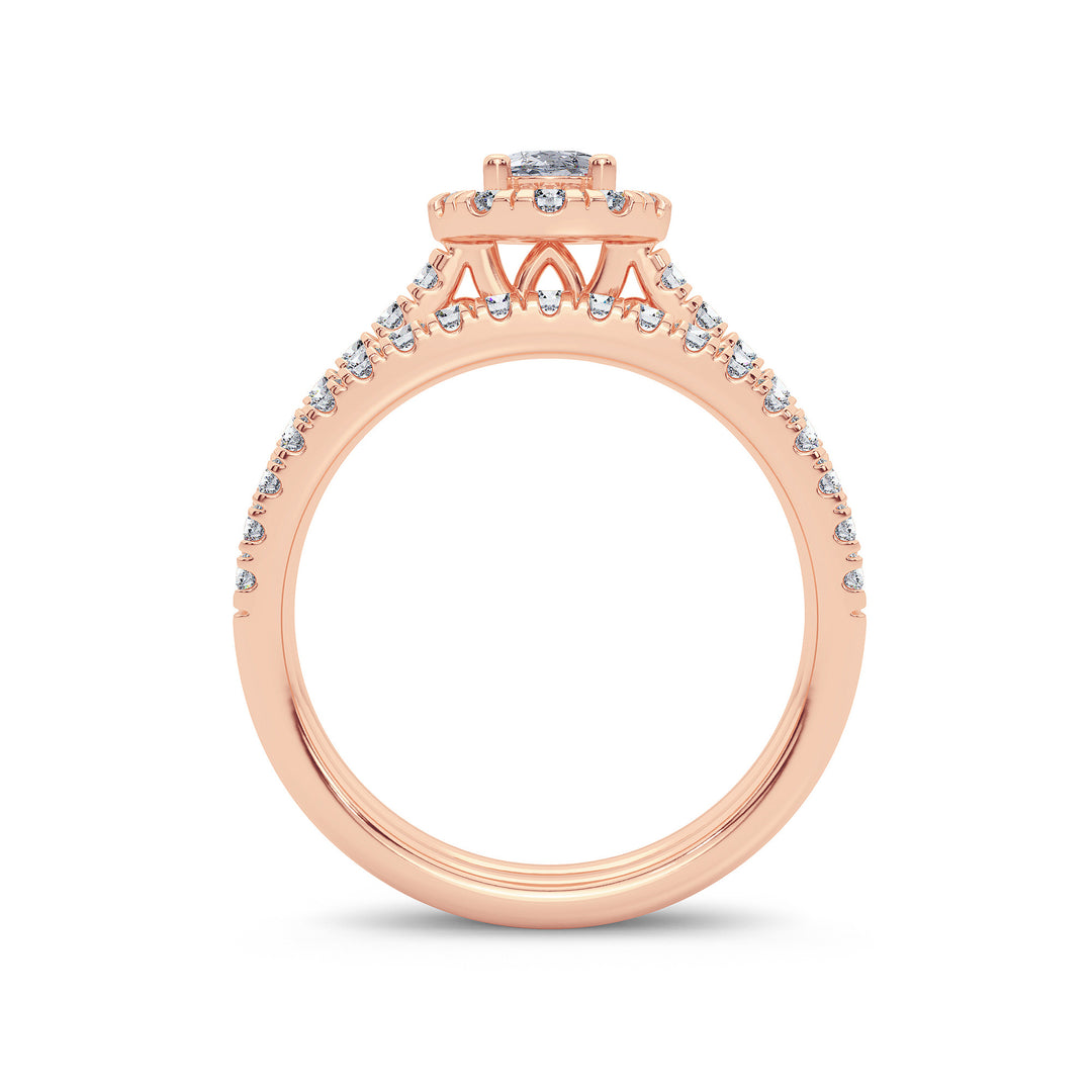 Romantic 14k Rose Gold Lab Diamond Bridal Ring 1CT