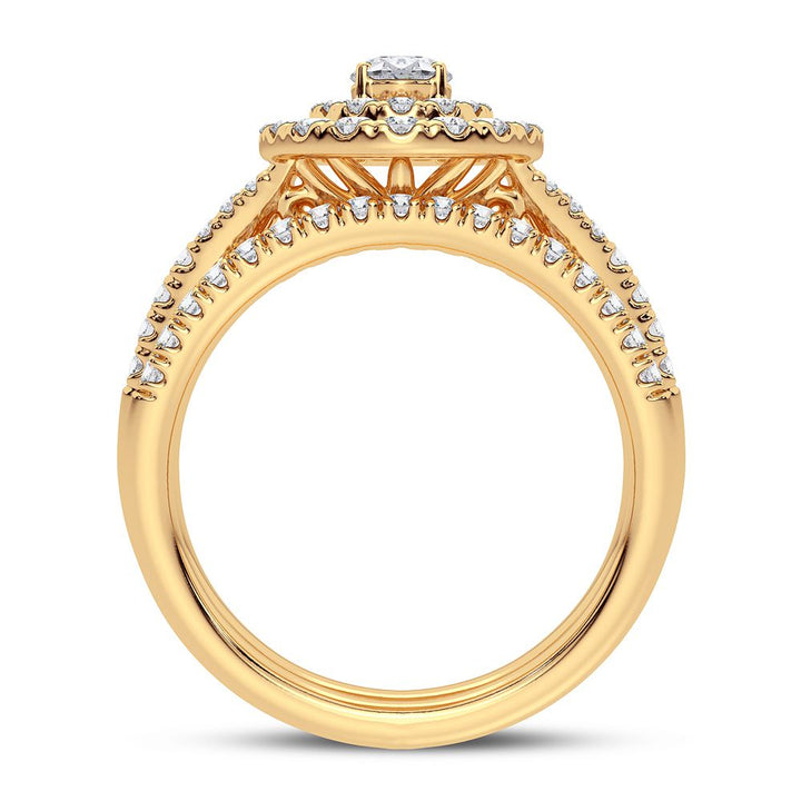 14K Yellow Gold 1CT Lab Diamond Bridal Ring Sparkle