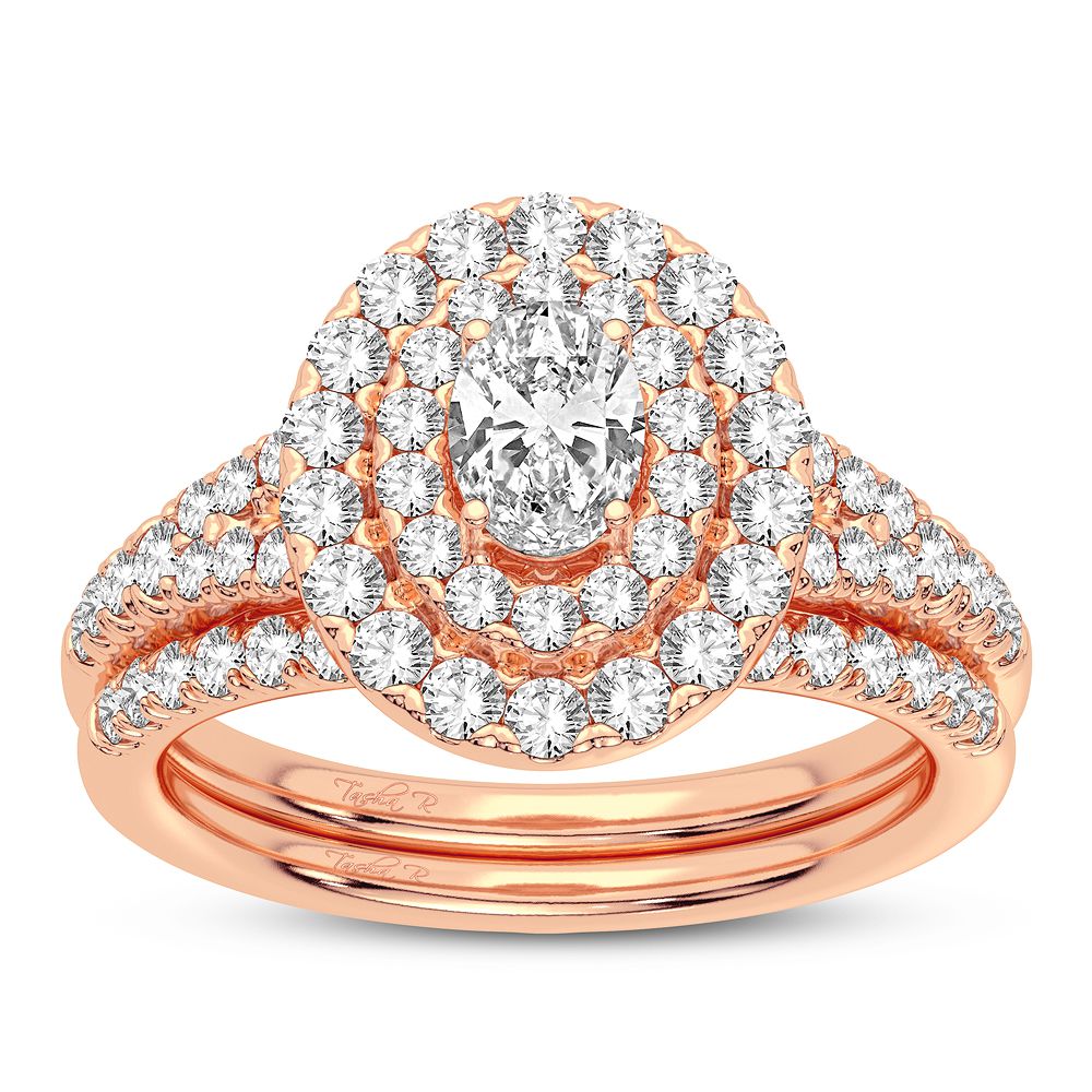 Romantic 14k Rose Gold Lab Diamond Bridal Ring 1CT
