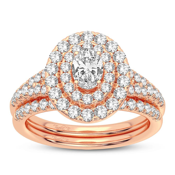 Romantic 14k Rose Gold Lab Diamond Bridal Ring 1CT