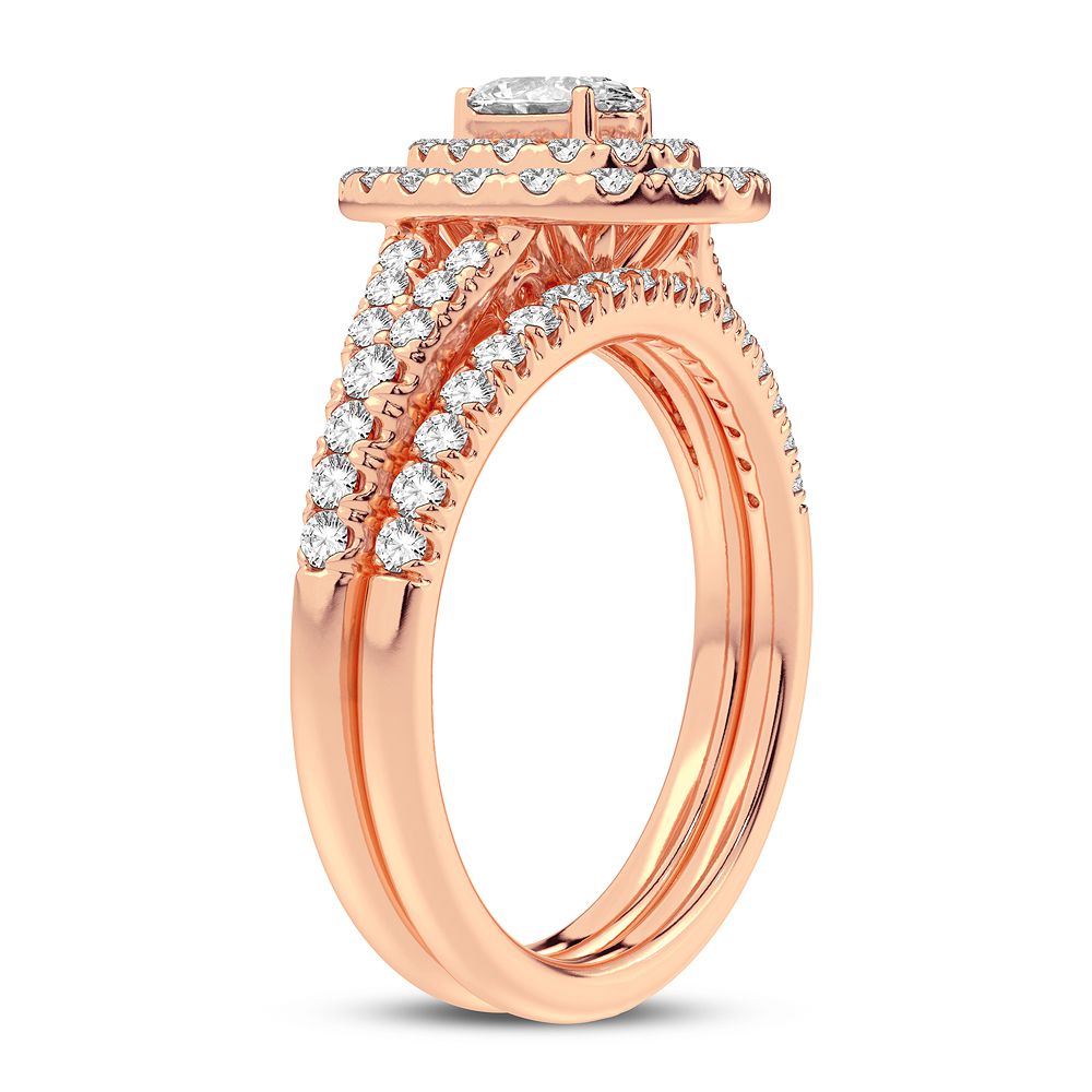 Romantic 14k Rose Gold Lab Diamond Bridal Ring 1CT