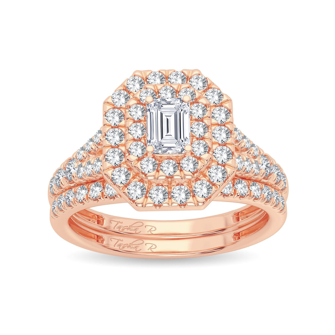Romantic 14k Rose Gold Lab Diamond Bridal Ring 1CT