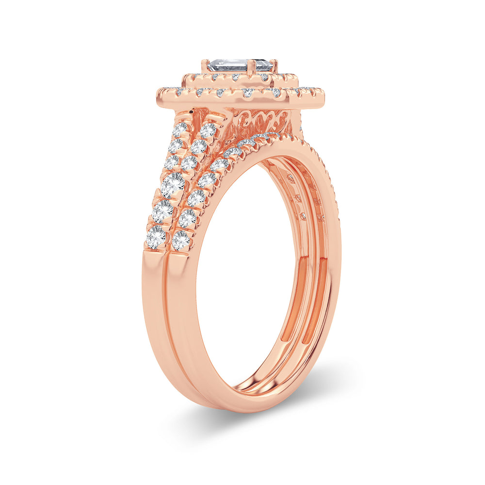 Romantic 14k Rose Gold Lab Diamond Bridal Ring 1CT
