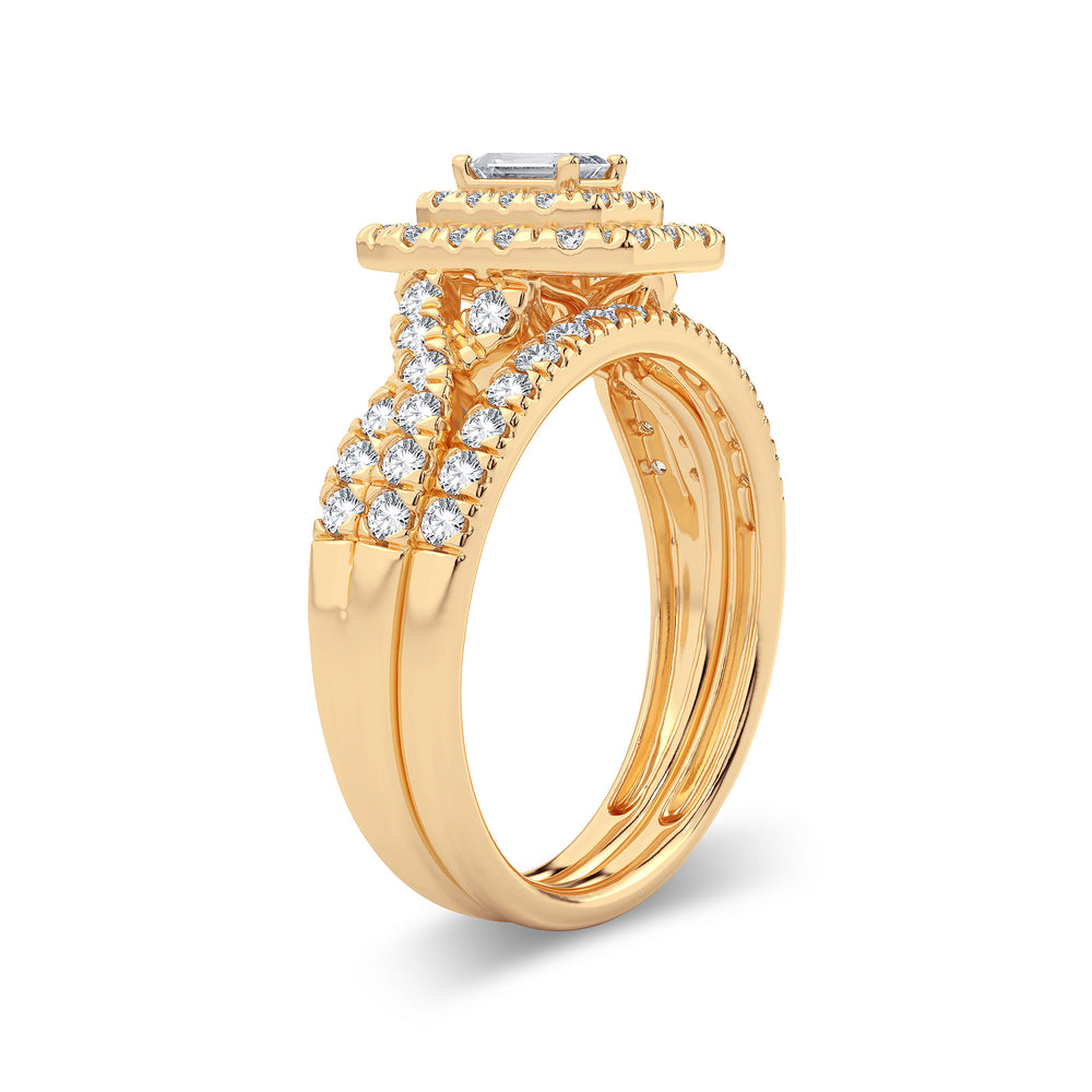 14K Yellow Gold 1CT Lab Diamond Bridal Ring Elegance