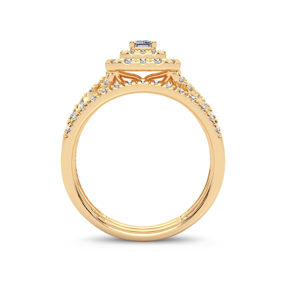 14K Yellow Gold 1CT Lab Diamond Bridal Ring Elegance