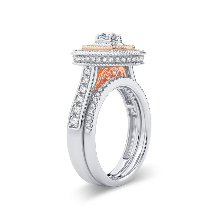 Romantic 14k Rose Gold Lab Diamond Bridal Ring (1.01ct)