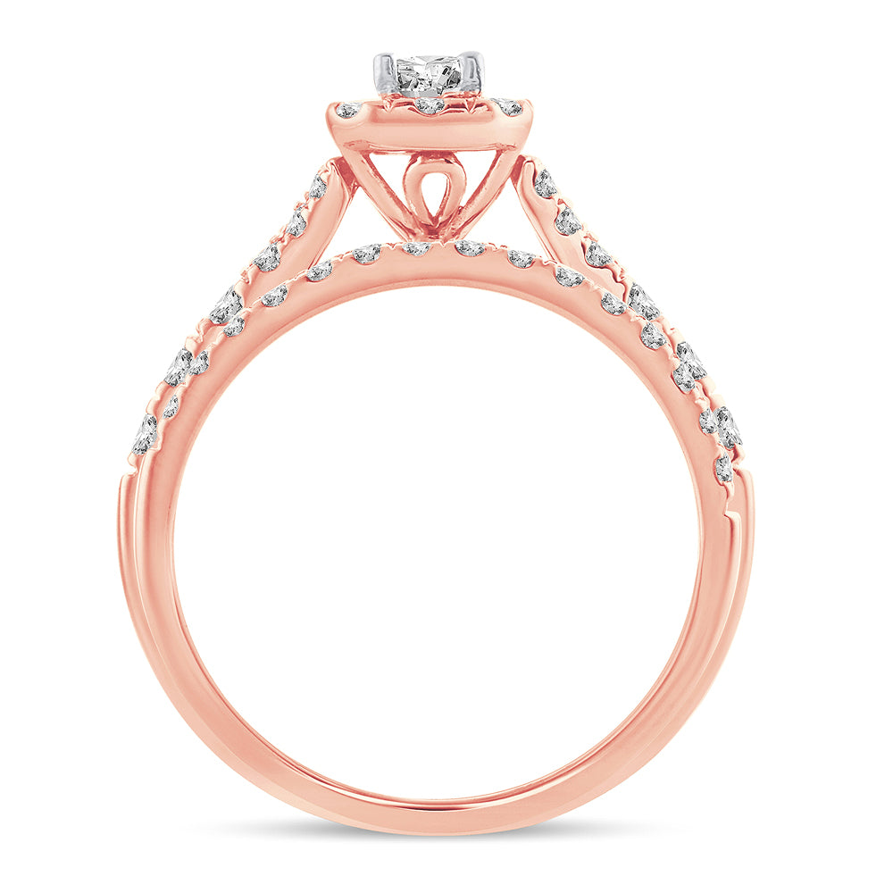 14k Rose Gold 1CT Lab Diamond Fancy Cut Engagement Ring