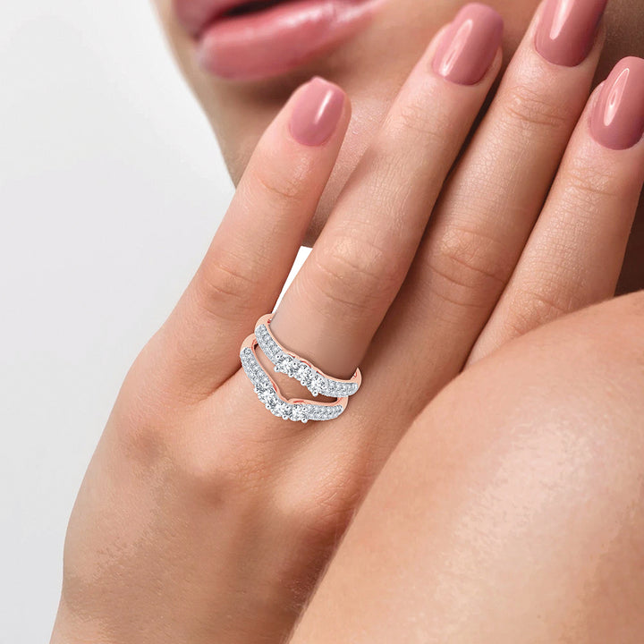 14k Rose Gold Lab Diamond Ring Guard Enhancer 1CT