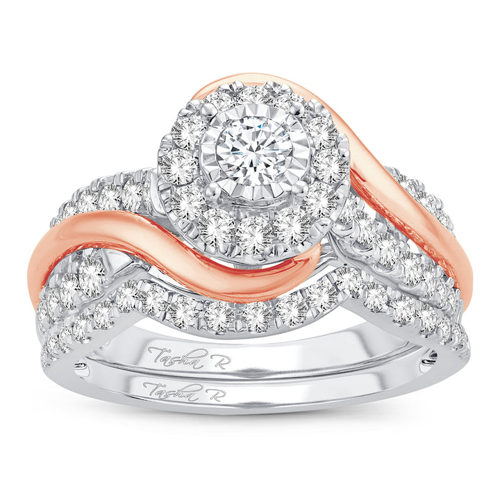 Romantic 14k Rose Gold Lab Diamond Bridal Ring (1.10CT)