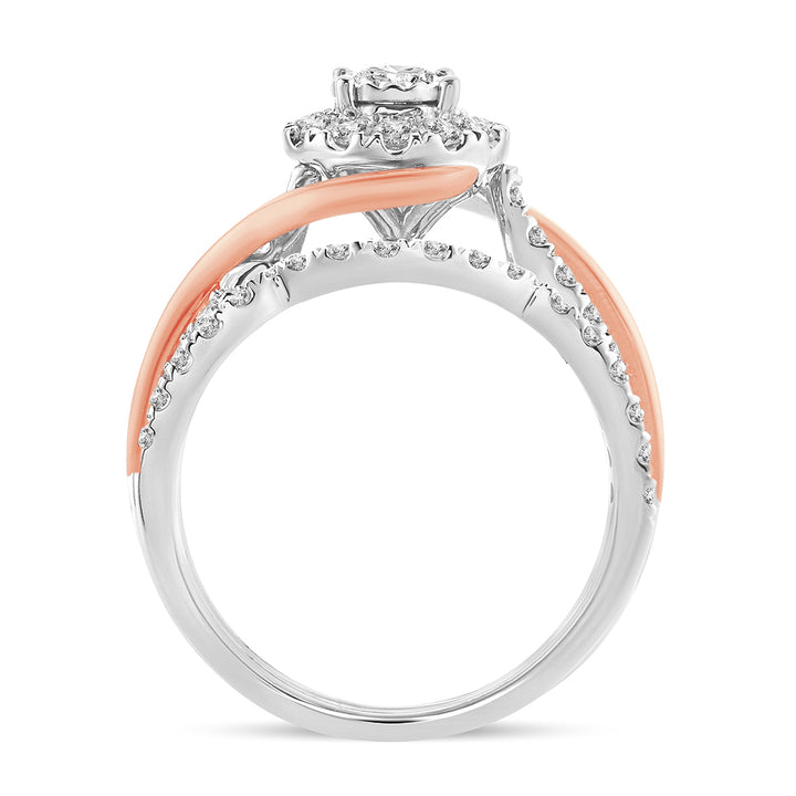 Romantic 14k Rose Gold Lab Diamond Bridal Ring (1.10CT)