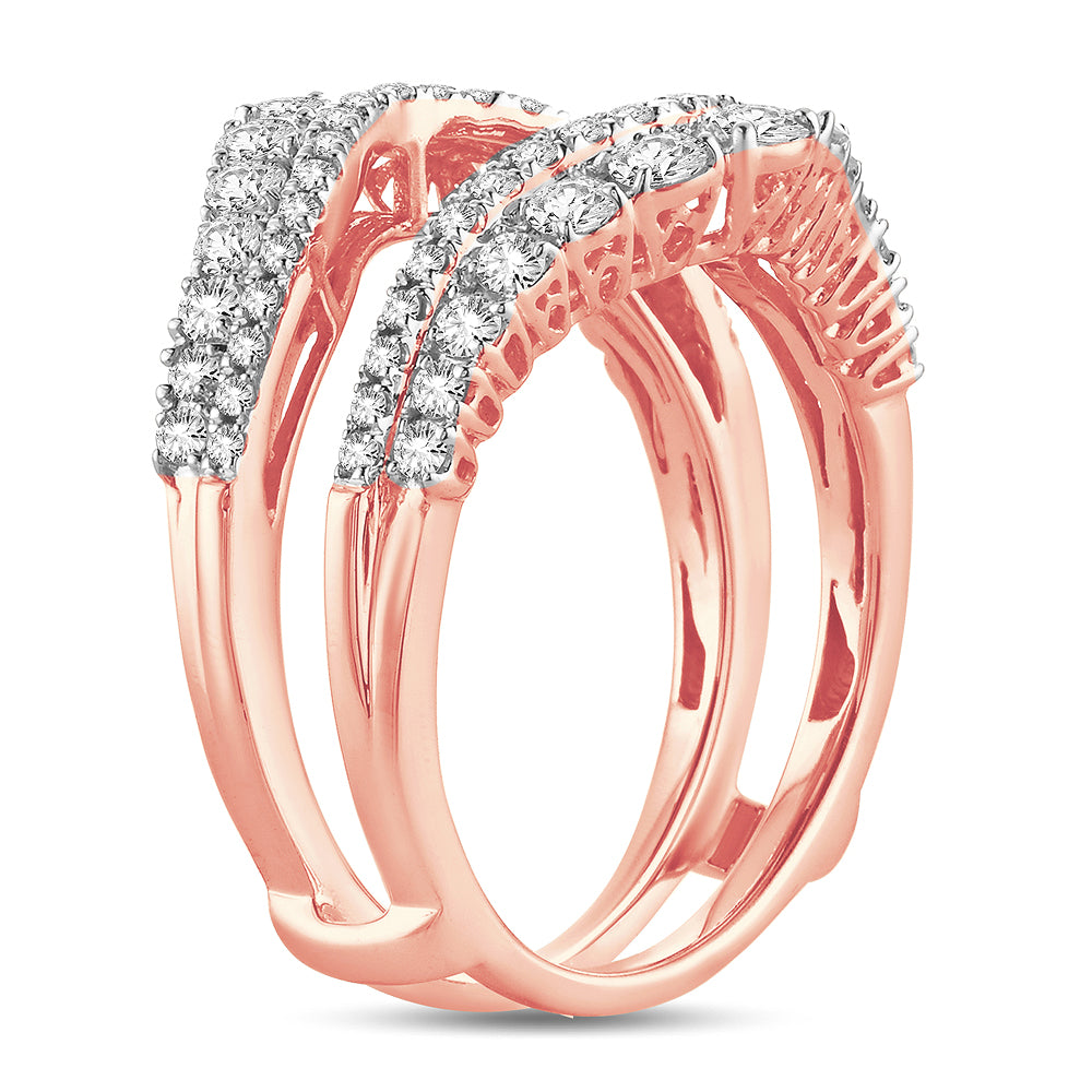 Romantic Rose Gold 1CT Lab Diamond Ring Guard Enhancer
