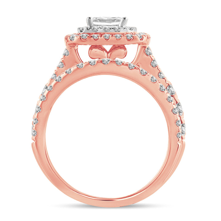 Romantic 14k Rose Gold 2CT Lab Diamond Bridal Ring