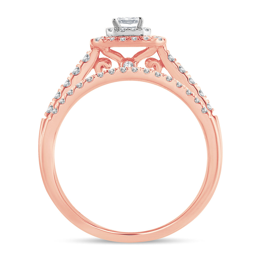 Delicate 14k Rose Gold 0.62CT Lab Diamond Ring