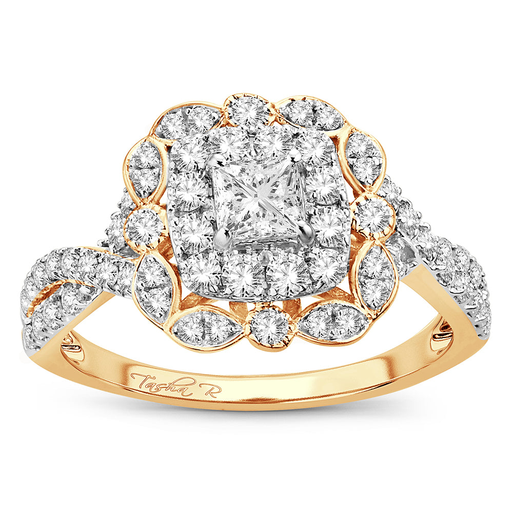 Romantic 14k Rose Gold 1CT Lab Diamond Engagement Ring