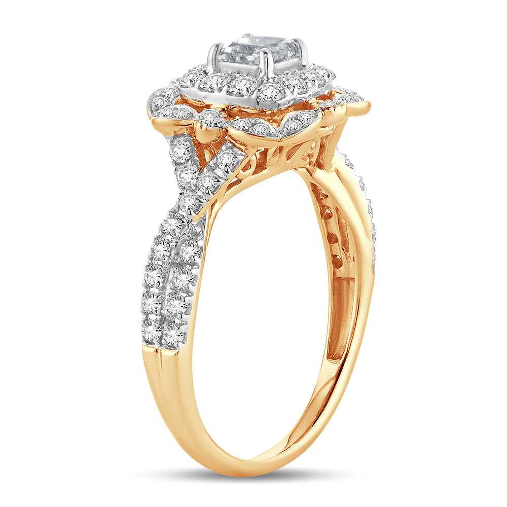 Romantic 14k Rose Gold 1CT Lab Diamond Engagement Ring