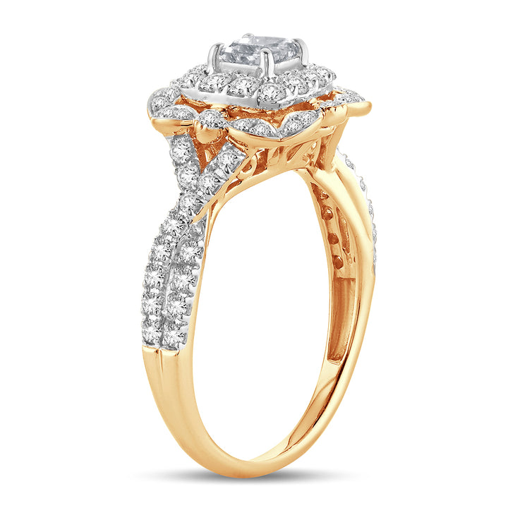 Romantic 14k Rose Gold 1CT Lab Diamond Engagement Ring
