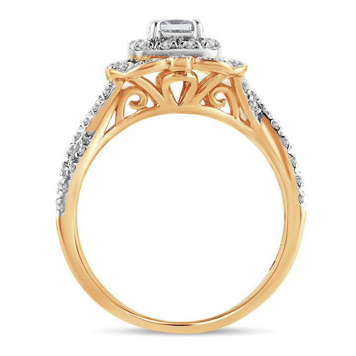 Romantic 14k Rose Gold 1CT Lab Diamond Engagement Ring