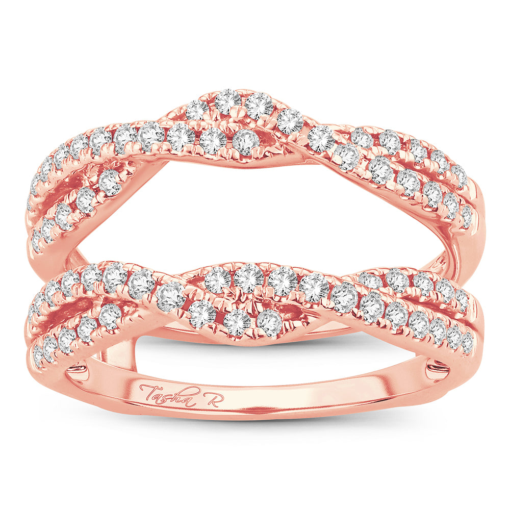 Delicate 14k Rose Gold 0.50CT Lab Diamond Ring Guard