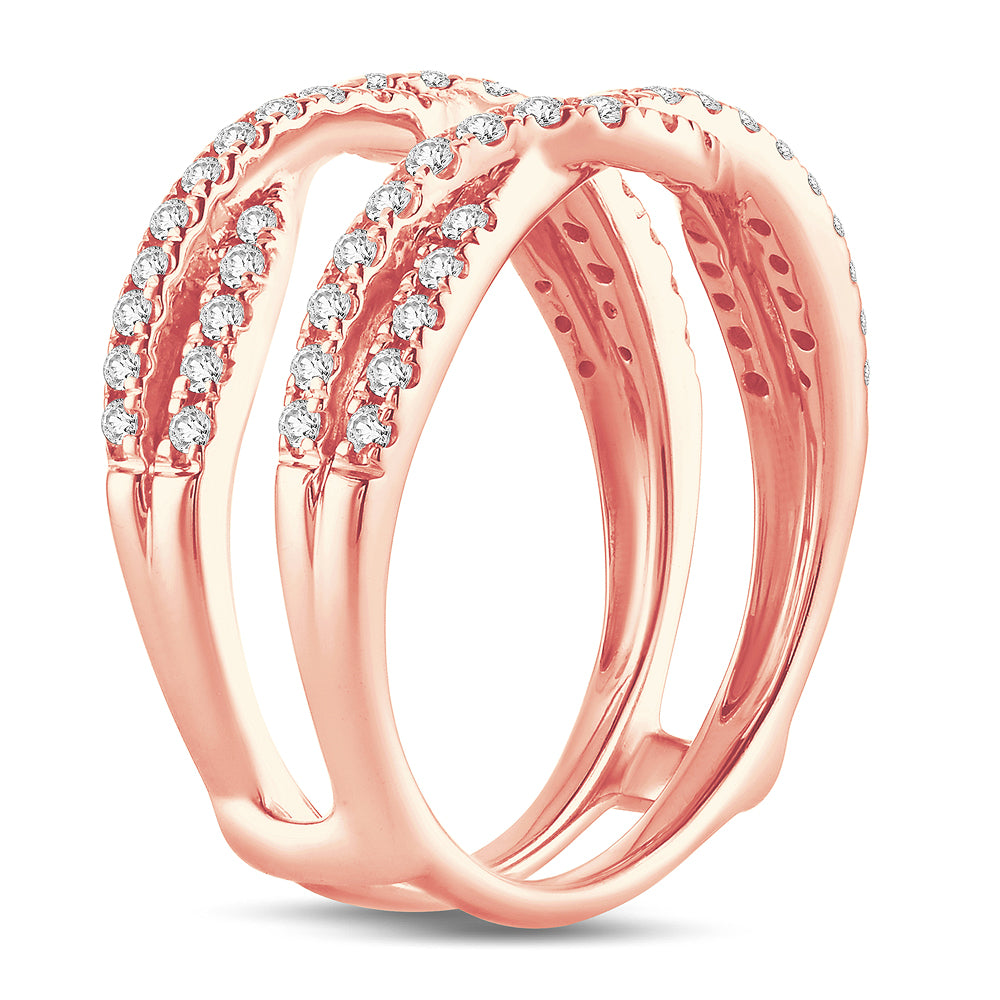 Delicate 14k Rose Gold 0.50CT Lab Diamond Ring Guard