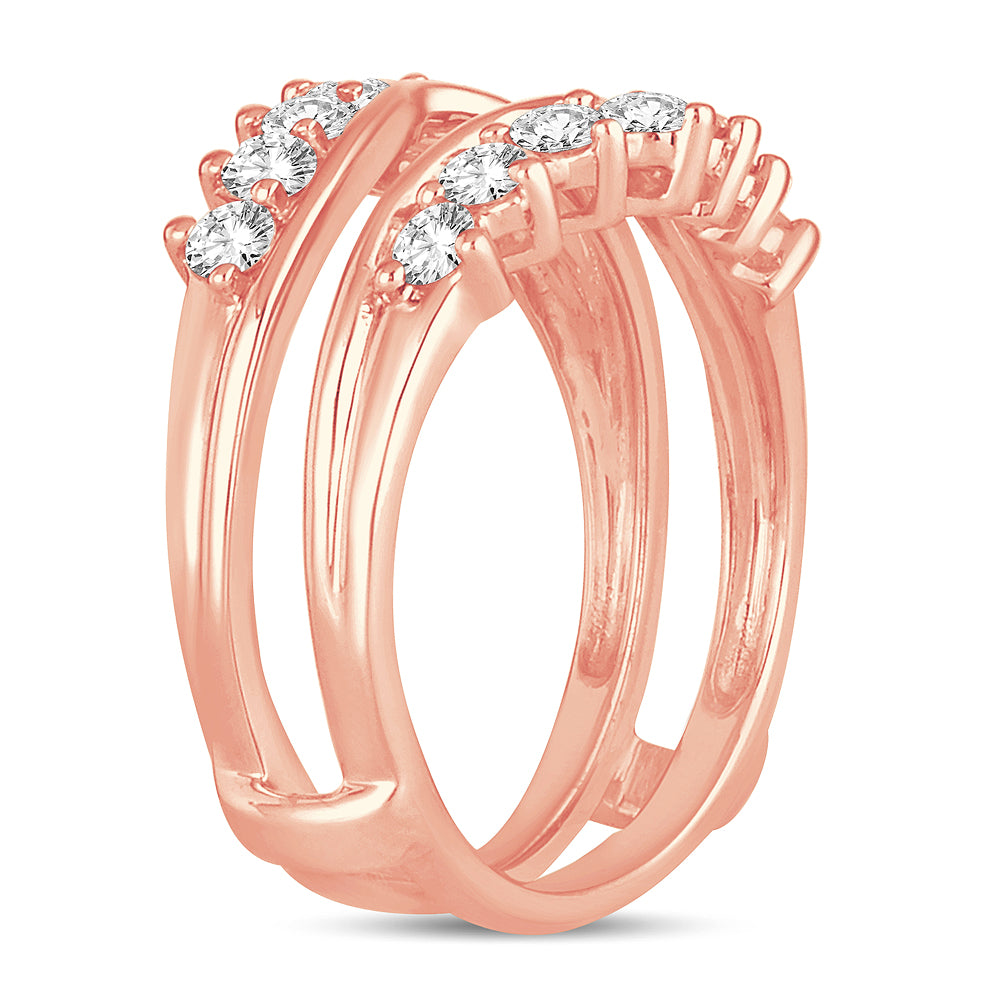 14k Rose Gold Lab Diamond Ring Guard Enhancer 1CT