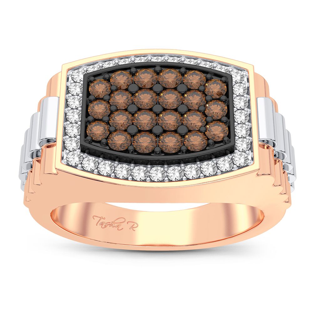 10K Rose Gold Mens Lab Diamond Statement Ring