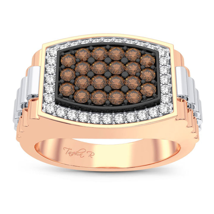 10K Rose Gold Mens Lab Diamond Statement Ring